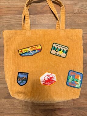 Urban Outfitters Mustard Yellow Corduroy Patch Tote